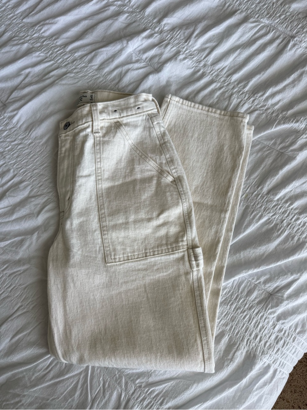Abercrombie & Fitch Cream High-Rise Straight Jeans